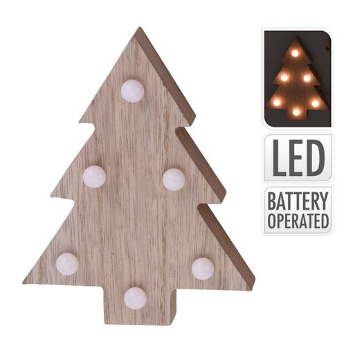 figura decorativa de madera con motivos navideños, led, dimensiones 10x3x13 cm, colores surtidos, ideal para decoración y ambientación festiva.