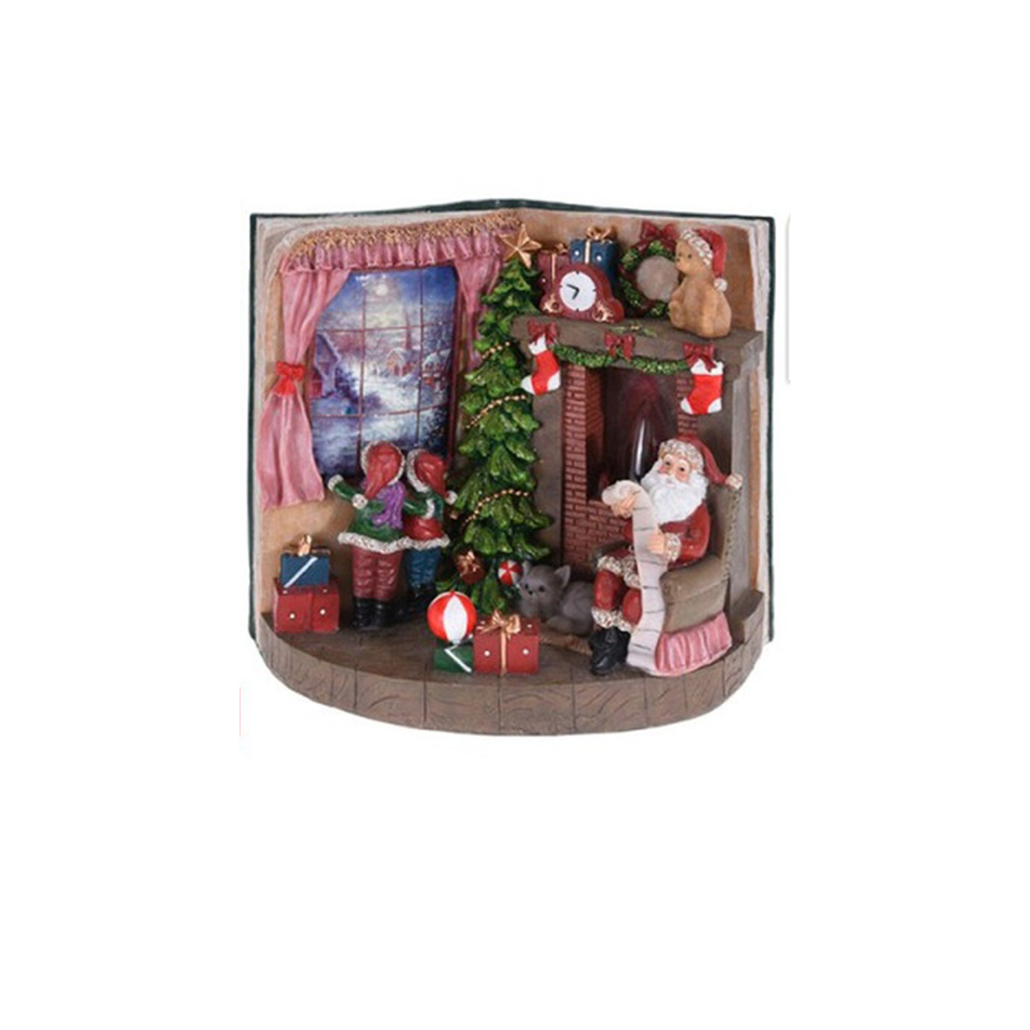 escena navideña para hogar de 24 cm, colores surtidos; ideal para decoración festiva y ambientación en celebraciones navideñas.