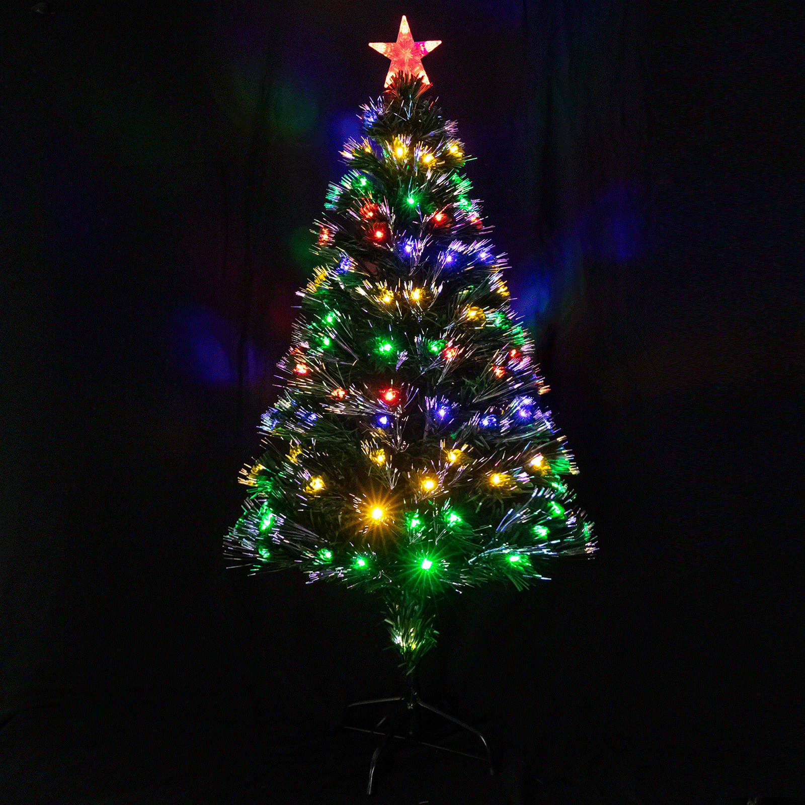árbol de navidad de fibra óptica rgby, 120 cm, baja tensión; ideal para decorar hogares y crear un ambiente festivo.