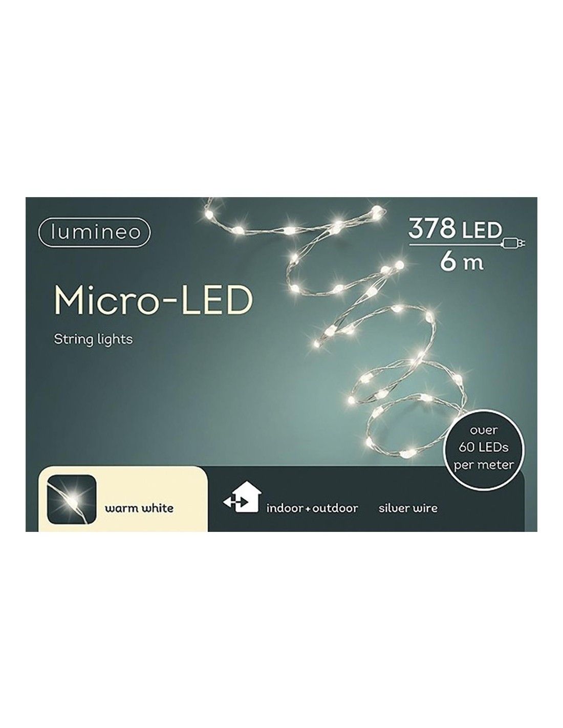 guirnalda micro led exterior, blanco cálido, 378 leds, 11m, ideal para decoraciones navideñas y eventos al aire libre.